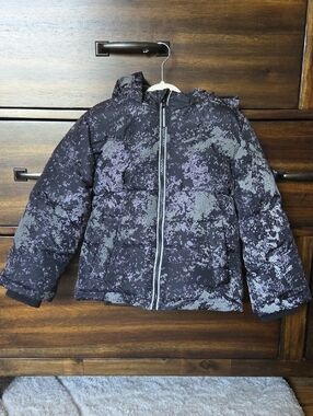 Boys Black & Gray Speckled Puffer Jacket